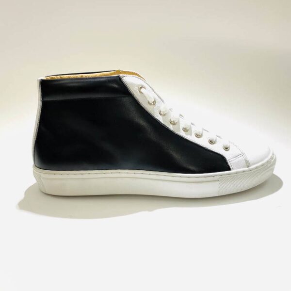 Men's high sneakers black leather craft rubber sole
