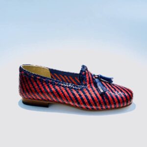 Woman moccasin summer leather bottom handmade colored braided leather made in Italy
