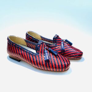 Woman moccasin summer leather midseason handmade colored braided leather sole made in italy