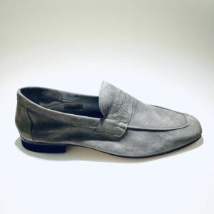 Unlined gray suede men's summer moccasin made in italy