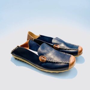 Summer blue woman moccasin with rubber sole