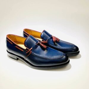 Blue leather loafer for men