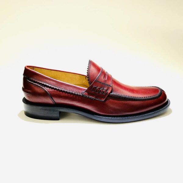 Men's moccasin leather sole bordeaux tuscany leather