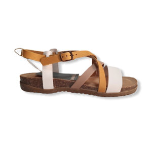 Sandal woman blond yellow comfortable leather