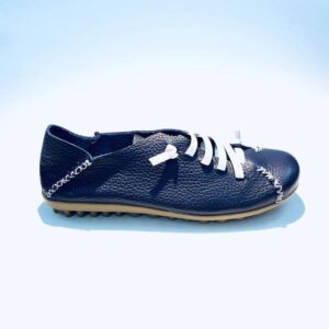 Handmade summer sneakers for women in blue rubber sole