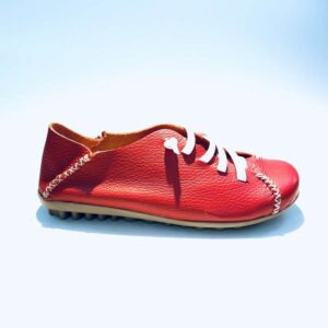 Handmade summer sneakers for women in red rubber sole