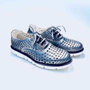 Women's perforated lace-up sneakers in summer, light blue rubber sole, handmade made in Italy.jpg
