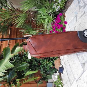 Handcrafted trolley case made in Italy brown leather