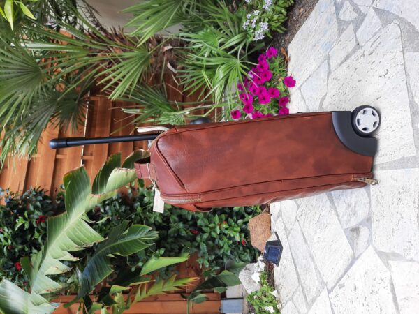 Handcrafted trolley case made in Italy brown leather
