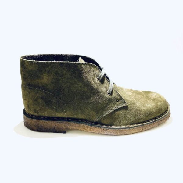 Desert boots for men and women green colored suede eco-friendly leather handmade