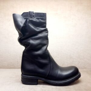 Handmade leather boot made in Italy black rubber sole