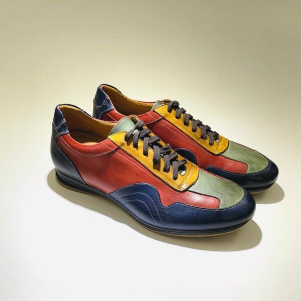 Men's low sneakers colored leather rubber sole made in Italy