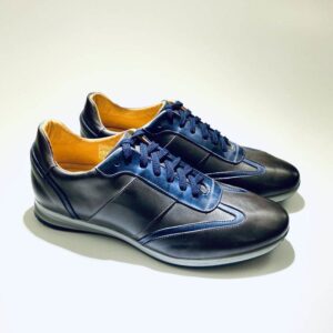 Men's low sneakers gray leather rubber sole made in Italy
