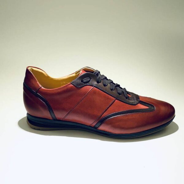 Men's low sneakers red leather rubber sole made in Italy