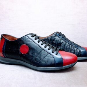 Handmade black leather men's sneakers
